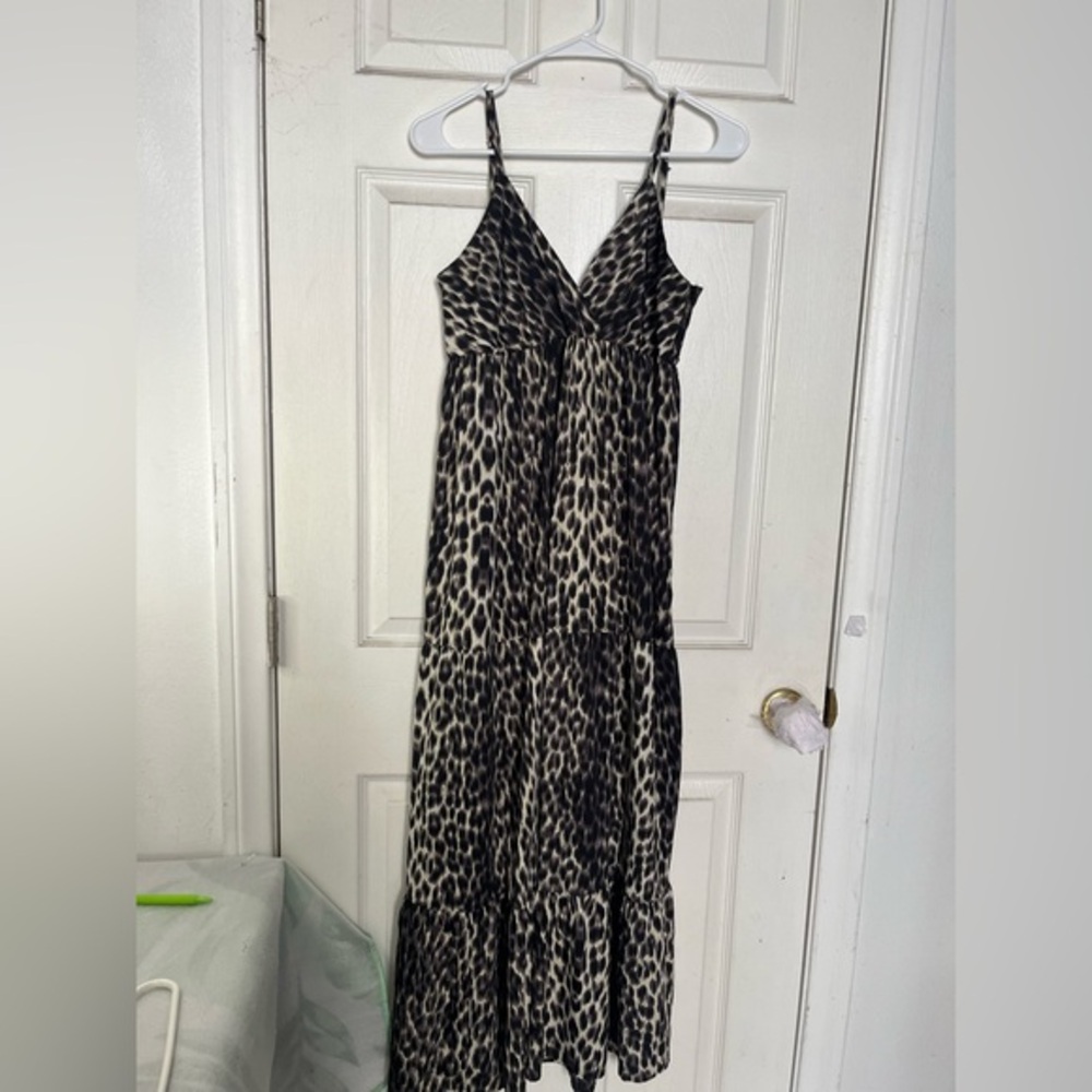 Speed Control Black and White Leopard Print Maxi Dress
